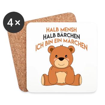 Bär Teddy Märchen Bärchen Geschenk Geschenkidee - Untersetzer (4er-Set) - Weiß - Vorne