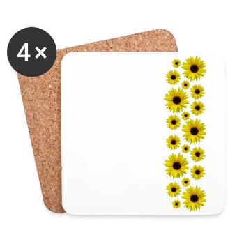 Sunflowers, sunflowers, flowers, flowers, floral - Coasters (set of 4) - white - Front