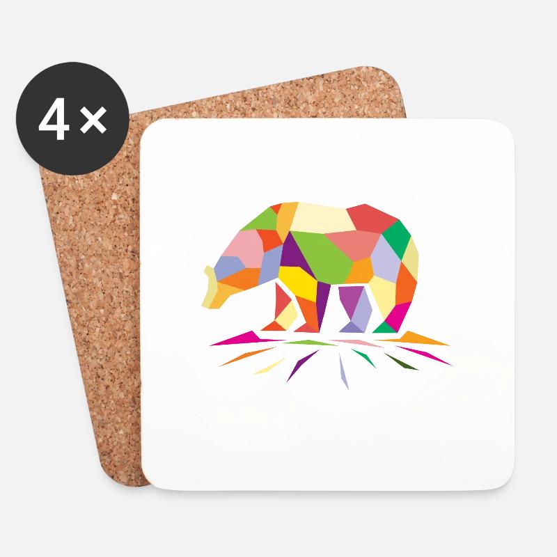 Polygon Bär - Untersetzer (4er-Set) - Weiß