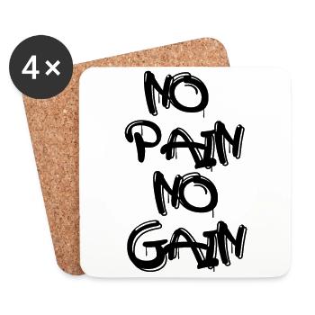 No Pain No Gain - Untersetzer (4er-Set) - Weiß - Vorne