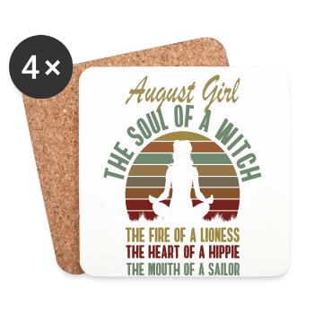 August Girl Yoga Birthday for August Born - Coasters (set of 4) - white - Front