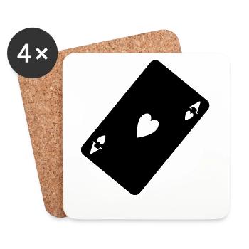 Coeur ace noir - Dessous de verre (lot de 4) - blanc - Devant