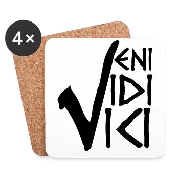 VENI VIDI VICI - Ich kam sah und siegte - Untersetzer (4er-Set) - Weiß - Vorne