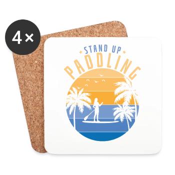 Stand up paddle vacances sous les palmiers - Dessous de verre (lot de 4) - blanc - Devant