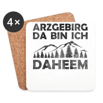 Arzgebirg Da Bin Ich Daheem Sächsisch Erzgebirge - Untersetzer (4er-Set) - Weiß - Vorne
