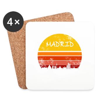 Cadeau rétro de Madrid - Dessous de verre (lot de 4) - blanc - Devant