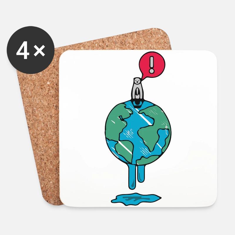 Erderwärmung Eisbär Erde Umwelt Geschenk - Untersetzer (4er-Set) - Weiß