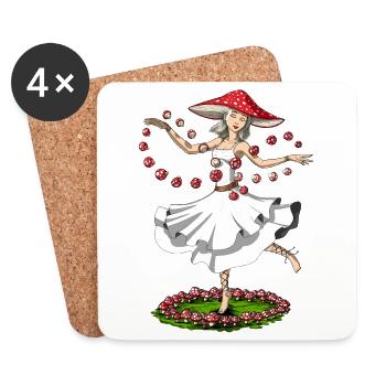 Hippie Zauberpilz - Untersetzer (4er-Set) - Weiß - Vorne