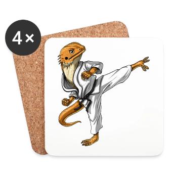 Bartdrachen Karate - Untersetzer (4er-Set) - Weiß - Vorne