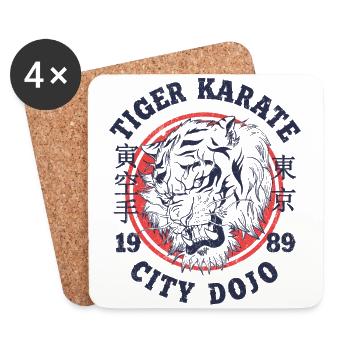 Conception de film vintage rétro Tiger Karate City Dojo - Dessous de verre (lot de 4) - blanc - Devant