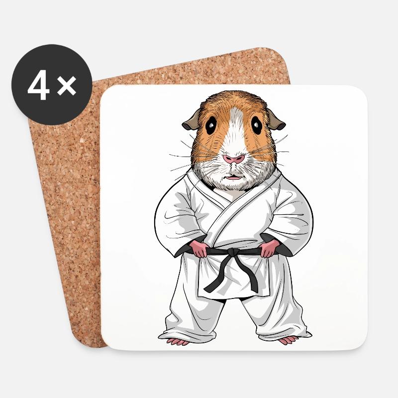 Meerschweinchen Karate - Untersetzer (4er-Set) - Weiß