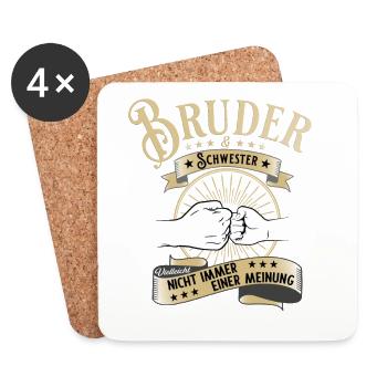 Bruder Schwester vintage Geburtstag Geschenk - Untersetzer (4er-Set) - Weiß - Vorne