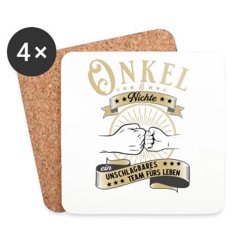 Onkel und Nichte Patenonkel Patenkind Geschenk - Untersetzer (4er-Set) - Weiß - Vorne
