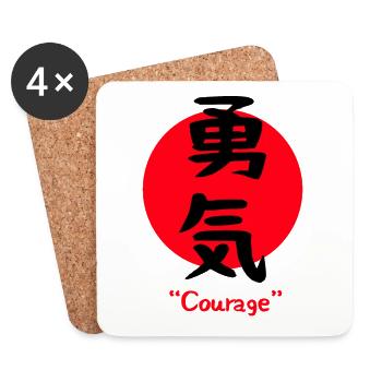Japanese character for courage bravery symbol - Coasters (set of 4) - white - Front