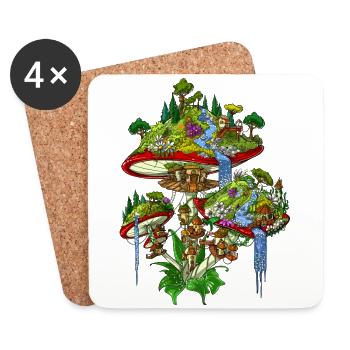 Magic Mushrooms Island - Coasters (set of 4) - white - Front
