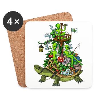 Voyage extraterrestre psychédélique - Dessous de verre (lot de 4) - blanc - Devant
