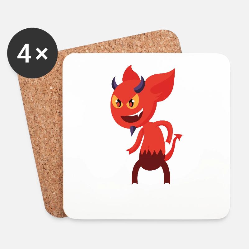Cartoon Devil - Untersetzer (4er-Set) - Weiß