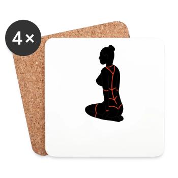 Femme nue | Bondage | Sexe | Nude | BDSM | Amour - Dessous de verre (lot de 4) - blanc - Devant