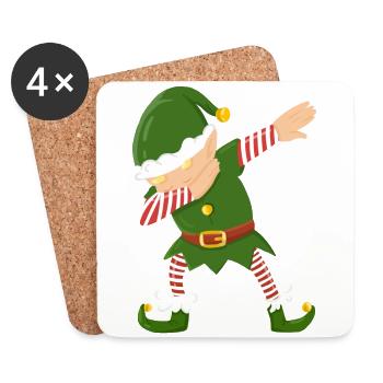 Elf dab tamponnant le cadeau tendance drôle de Noël - Dessous de verre (lot de 4) - blanc - Devant