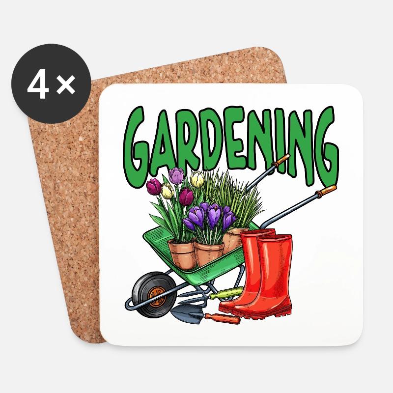 Garten Freunde Gärtnerei Natur Geschenk - Untersetzer (4er-Set) - Weiß