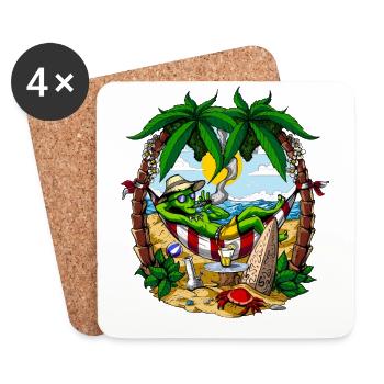 Fête sur la plage Alien Stoner - Dessous de verre (lot de 4) - blanc - Devant