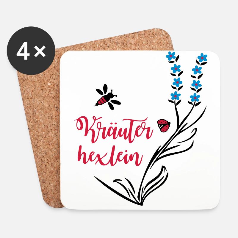 Kräuter Hexlein Biene, Umwelt - Untersetzer (4er-Set) - Weiß