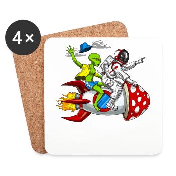 Psychonautes aux champignons magiques - Dessous de verre (lot de 4) - blanc - Devant