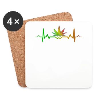 Cannabis heartbeat hemp leaf marijuana - Coasters (set of 4) - white - Front
