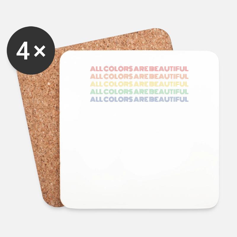 All Colors Are Beautiful - Gegen Rassismus - Untersetzer (4er-Set) - Weiß