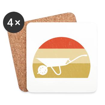 Wheelbarrow retro garden gift - Coasters (set of 4) - white - Front