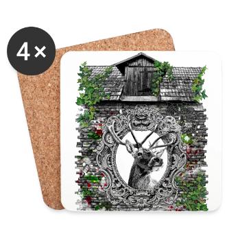 Stadl / deer design / antlers / hunter / costume / - Coasters (set of 4) - white - Front
