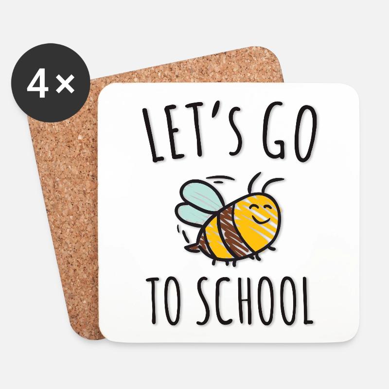 Einschulung Let's go to School - Untersetzer (4er-Set) - Weiß