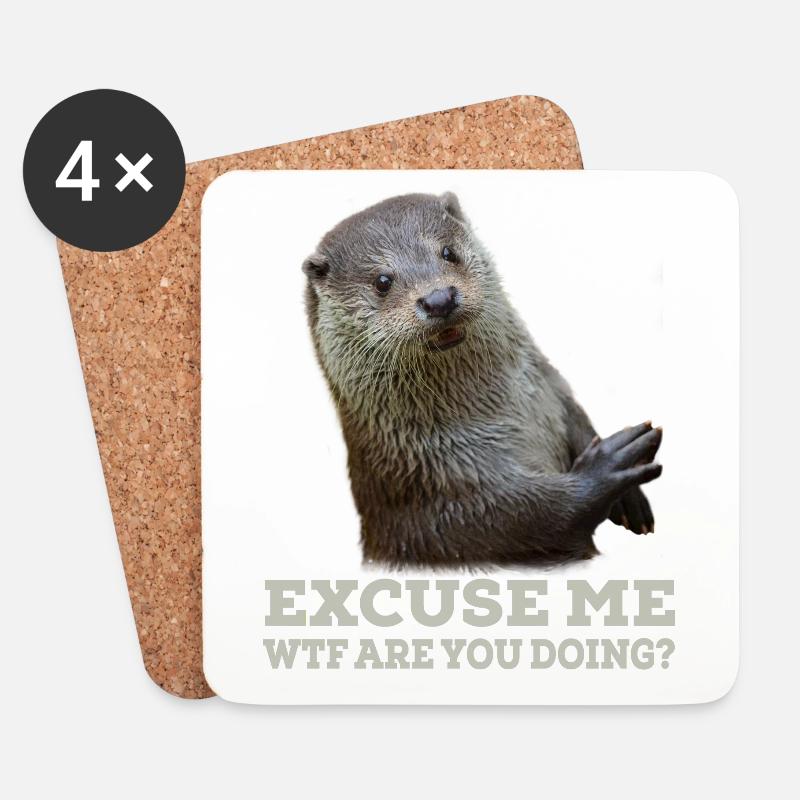 Otter Lustiger Spruch Witzig Excuse Me Geschenk - Untersetzer (4er-Set) - Weiß