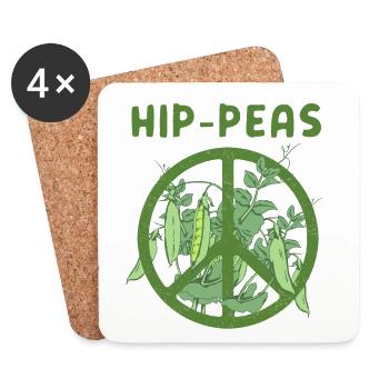 Hippie Erbsen lustig Erbse Garten Spruch Geschenk - Untersetzer (4er-Set) - Weiß - Vorne