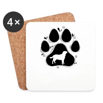 Patte de chien Labrador - Dessous de verre (lot de 4) - blanc - Devant