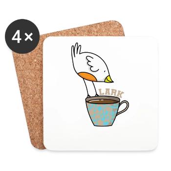 Lark sleep type early riser bird with coffee - Coasters (set of 4) - white - Front