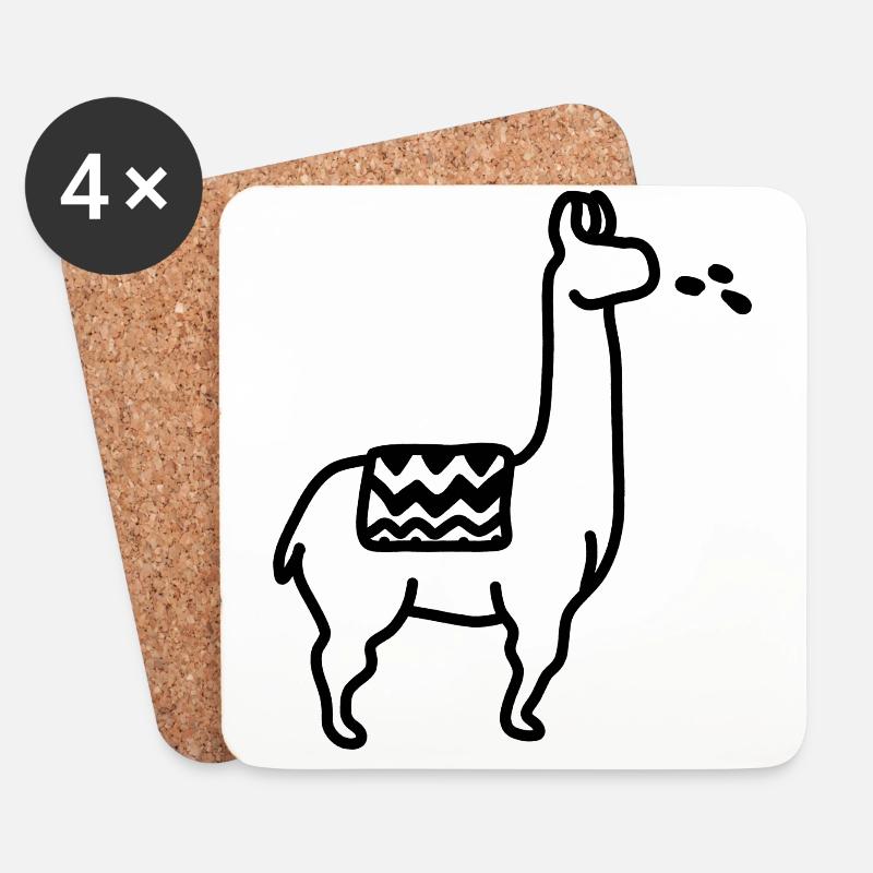 Lama Spucken - Untersetzer (4er-Set) - Weiß