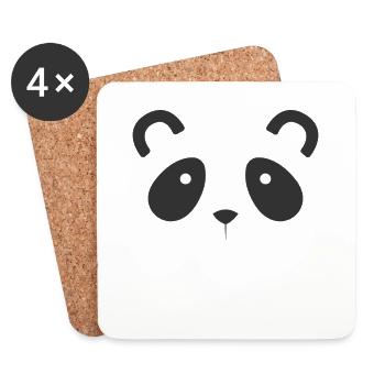 Panda Bear Face Head - Coasters (set of 4) - white - Front