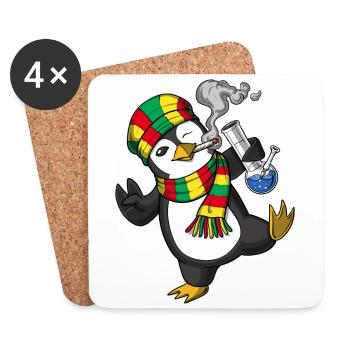 Penguin Smoking Weed - Coasters (set of 4) - white - Front