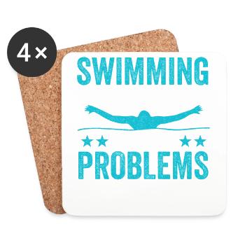 Swimming Pizza Swimmer Gift - Coasters (set of 4) - white - Front