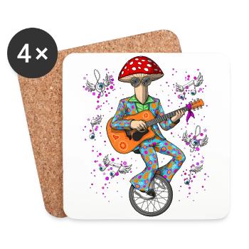 Champignon magique disco - Dessous de verre (lot de 4) - blanc - Devant