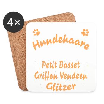 Hundeglitzer Petit Basset Griffon Vendeen - Untersetzer (4er-Set) - Weiß - Vorne