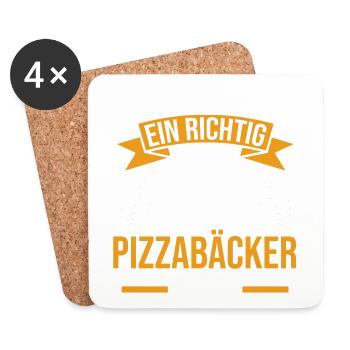 Pizzabäcker Pizzeria Geschenk - Untersetzer (4er-Set) - Weiß - Vorne