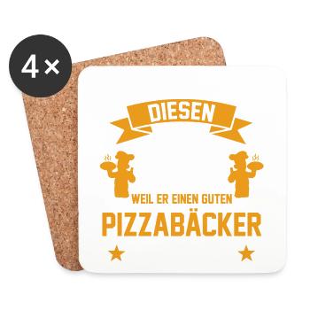 Pizzabäcker Papa Pizza Vatertag Geschenk - Untersetzer (4er-Set) - Weiß - Vorne