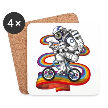 Psychedelische Astronaut Radfahren - Untersetzer (4er-Set) - Weiß - Vorne