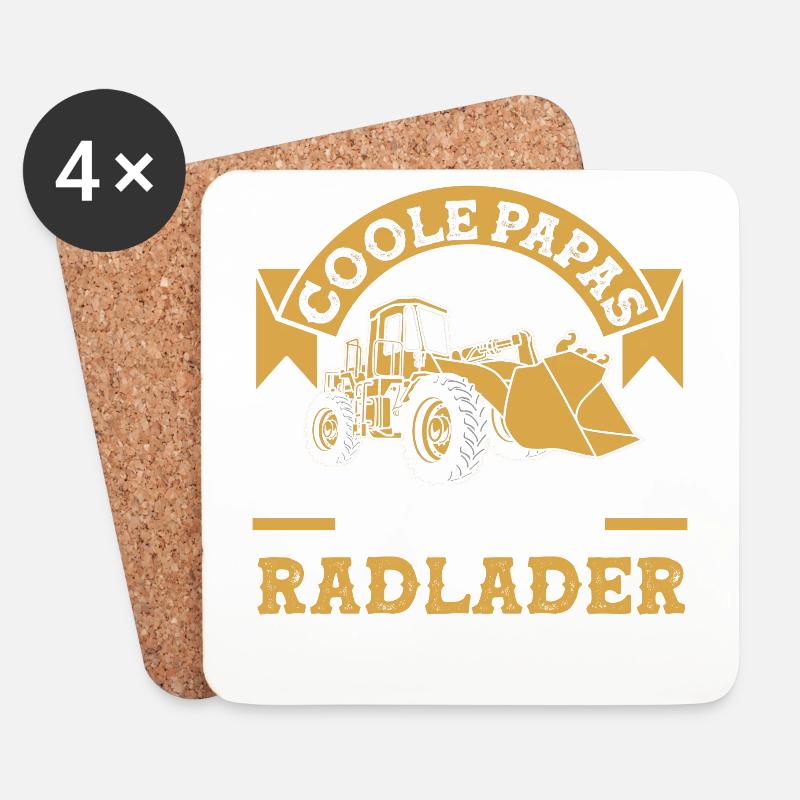 Radlader Papa Tiefbauer Vatertag Geschenk - Untersetzer (4er-Set) - Weiß