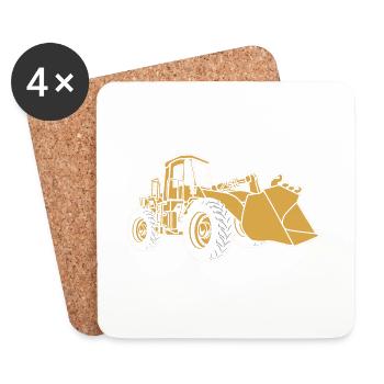 Radlader Opa Bagger Großvater Geschenk - Untersetzer (4er-Set) - Weiß - Vorne