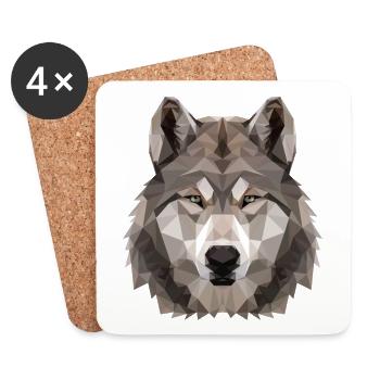 Wolf, Cooles Geschenk im Polygon Stil - Untersetzer (4er-Set) - Weiß - Vorne