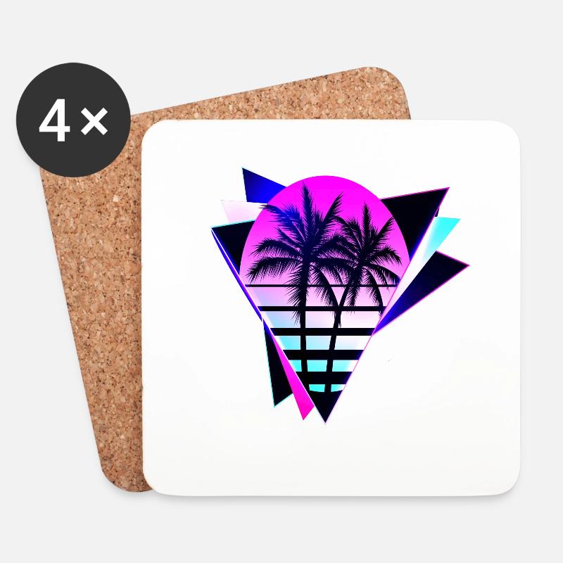 Aesthetic Vaporwave Vintage. retrowave-triangle - Untersetzer (4er-Set) - Weiß