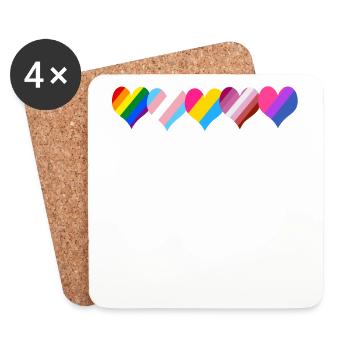 Égalité des drapeaux LGBTQ - LGBTQ - Dessous de verre (lot de 4) - blanc - Devant